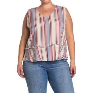 Fourteenth Place Sleeveless Striped Peplum Top